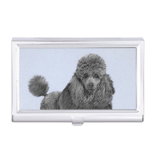 Poodle Painting Miniature Toy Black Original Art Business Card Case