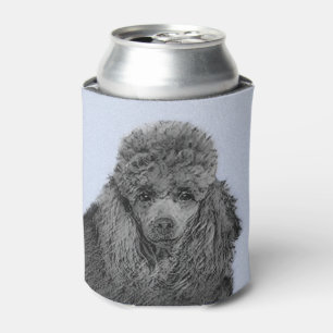 Poodle Painting Miniature Toy Black Original Art Can Cooler