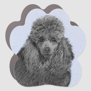 Poodle Painting Miniature Toy Black Original Art Car Magnet