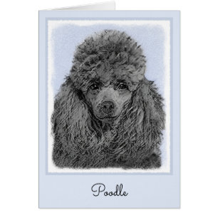 Poodle Painting Miniature Toy Black Original Art Cards