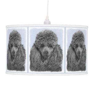Poodle Painting Miniature Toy Black Original Art Ceiling Lamp