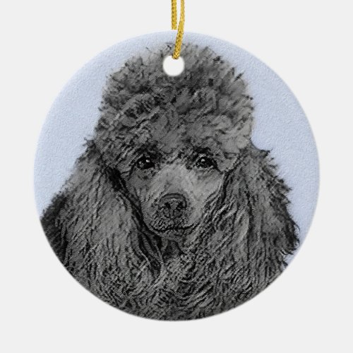 Poodle Painting Miniature Toy Black Original Art Ceramic Ornament