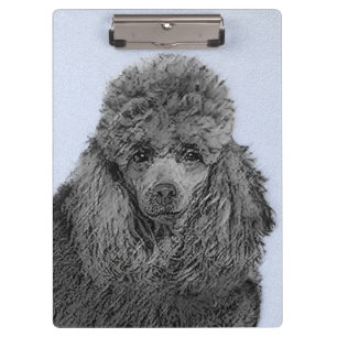 Poodle Painting Miniature Toy Black Original Art Clipboard