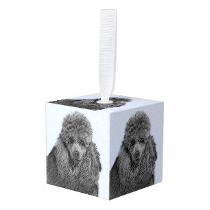 Poodle Painting Miniature Toy Black Original Art Cube Ornament