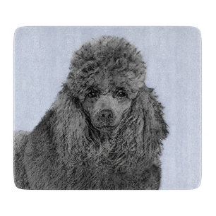 Poodle Painting Miniature Toy Black Original Art Cutting Board
