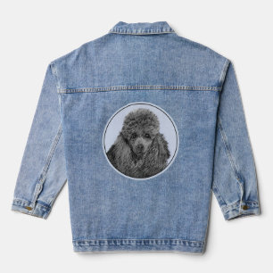Poodle Painting Miniature Toy Black Original Art Denim Jacket