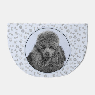 Poodle Painting Miniature Toy Black Original Art Doormat