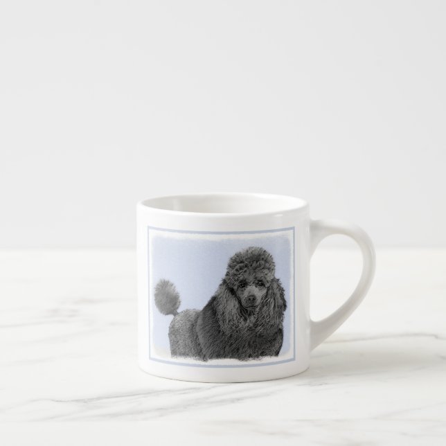 Poodle Painting Miniature Toy Black Original Art Espresso Cup (Right)