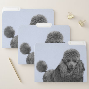 Poodle Painting Miniature Toy Black Original Art File Folder