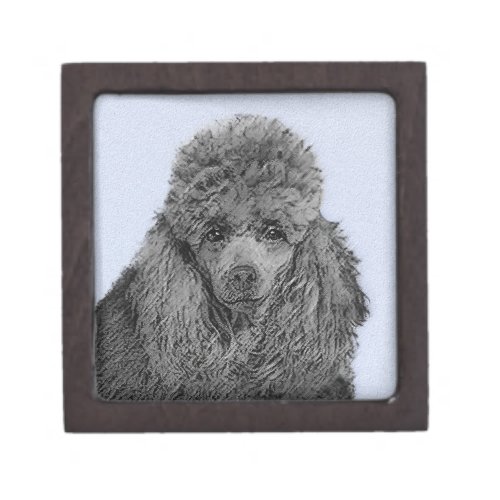 Poodle Painting Miniature Toy Black Original Art Gift Box