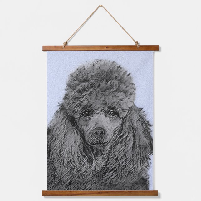 Poodle Painting Miniature Toy Black Original Art Hanging Tapestry (Front)