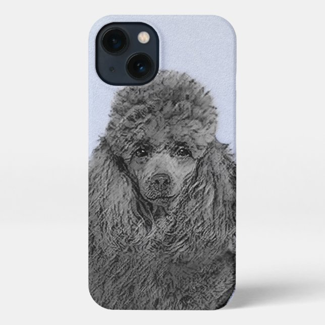Poodle Painting Miniature Toy Black Original Art iPhone Case (Back)
