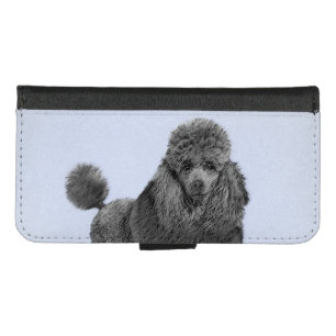Poodle Painting Miniature Toy Black Original Art iPhone 8/7 Wallet Case