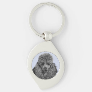 Poodle Painting Miniature Toy Black Original Art Keychain