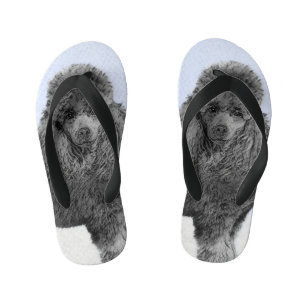 Poodle Painting Miniature Toy Black Original Art Kid's Flip Flops