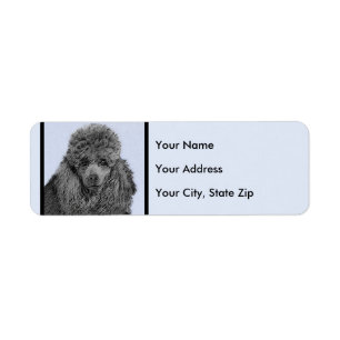 Poodle Painting Miniature Toy Black Original Art Label