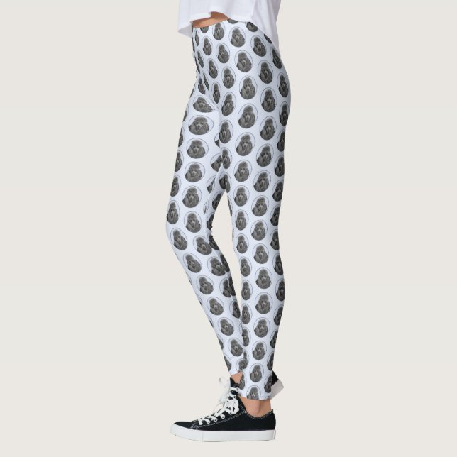 Poodle Painting Miniature Toy Black Original Art Leggings (Left)