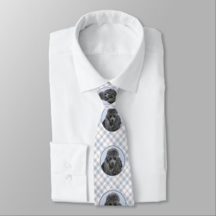 Poodle Painting Miniature Toy Black Original Art Neck Tie