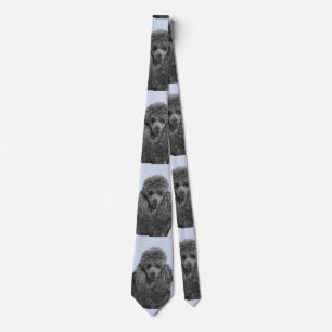Poodle Painting Miniature Toy Black Original Art Neck Tie
