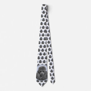 Poodle Painting Miniature Toy Black Original Art Neck Tie