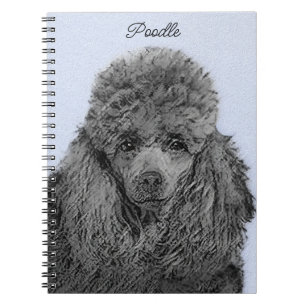 Poodle Painting Miniature Toy Black Original Art Notebook