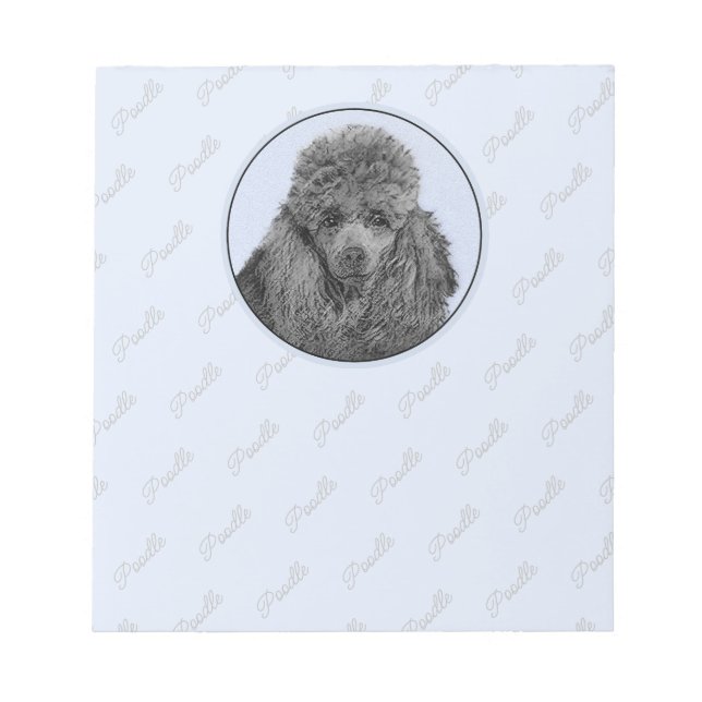 Poodle Painting Miniature Toy Black Original Art Notepad (Front)