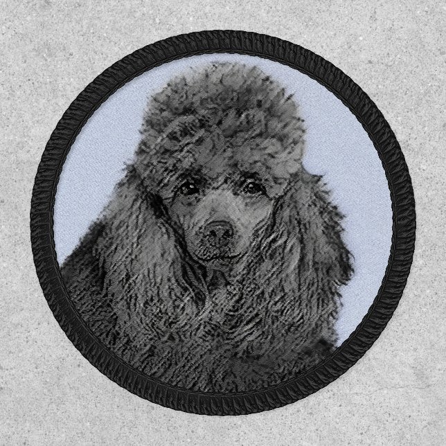 Poodle Painting Miniature Toy Black Original Art Patch (Front)