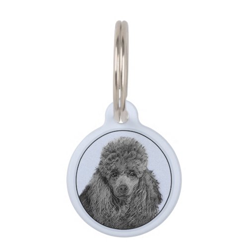 Poodle Painting Miniature Toy Black Original Art Pet ID Tag