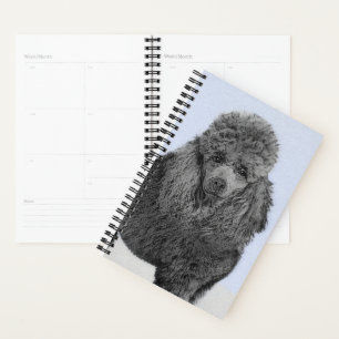 Poodle Painting Miniature Toy Black Original Art Planner