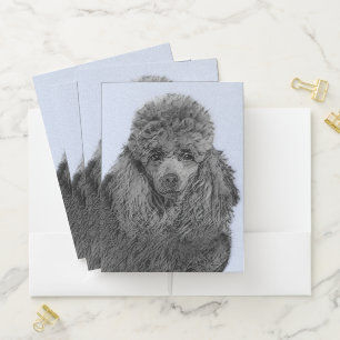 Poodle Painting Miniature Toy Black Original Art Pocket Folder