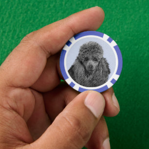 Poodle Painting Miniature Toy Black Original Art Poker Chips