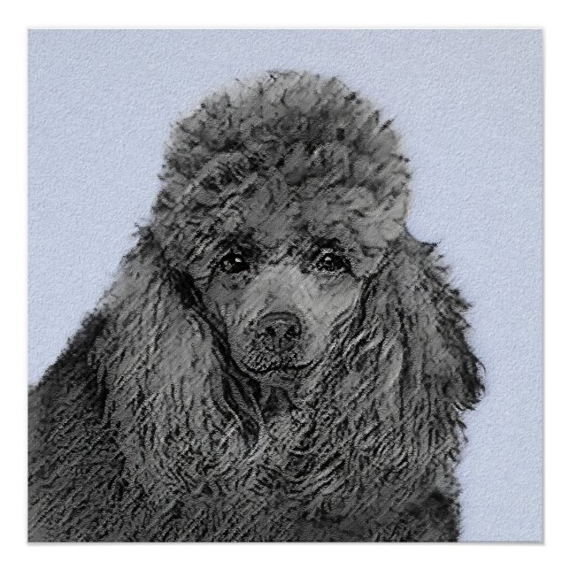 Poodle Painting Miniature Toy Black Original Art Poster (Front)