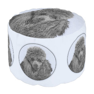 Poodle Painting Miniature Toy Black Original Art Pouf