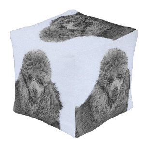 Poodle Painting Miniature Toy Black Original Art Pouf