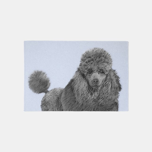 Poodle Painting Miniature Toy Black Original Art Rug (Front)