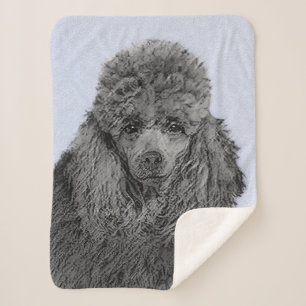 Poodle Painting Miniature Toy Black Original Art Sherpa Blanket