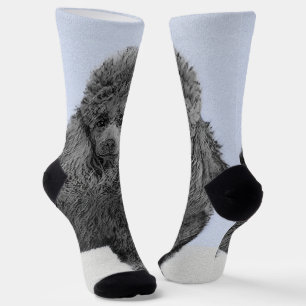 Poodle Painting Miniature Toy Black Original Art Socks