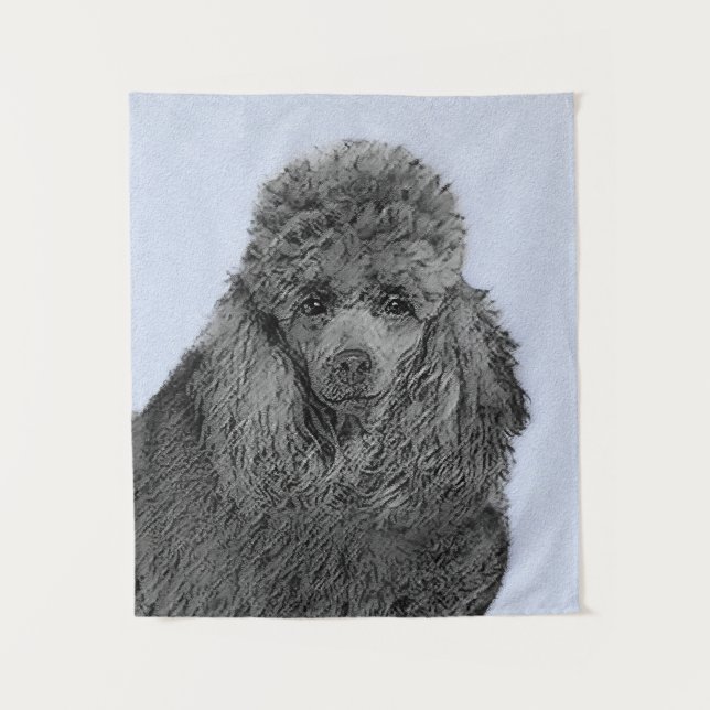 Poodle Painting Miniature Toy Black Original Art Tapestry (Front)