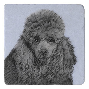Poodle Painting Miniature Toy Black Original Art Trivet
