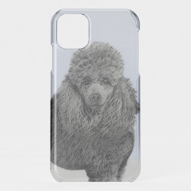 Poodle Painting Miniature Toy Black Original Art Uncommon iPhone Case (Back)