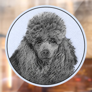 Poodle Painting Miniature Toy Black Original Art Window Cling