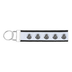 Poodle Painting Miniature Toy Black Original Art Wrist Keychain