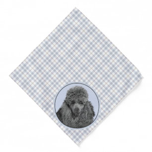 Poodle Painting Miniature Toy Black Pet Dog Art Bandana