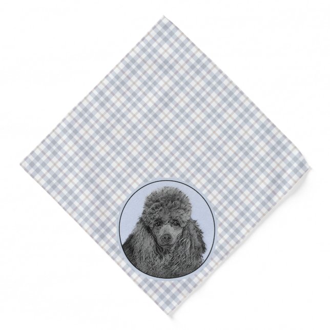 Poodle Painting Miniature Toy Black Pet Dog Art Bandana (Front)