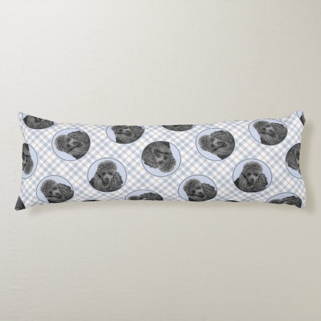 Poodle Painting Miniature Toy Black Pet Dog Art Body Pillow (Front)