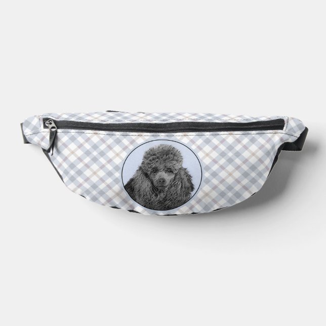 Poodle Painting Miniature Toy Black Pet Dog Art Fanny Pack (Lay Down)