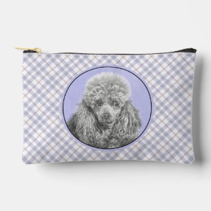Poodle Painting Miniature Toy Silver Grey Dog Art Accessory Pouch
