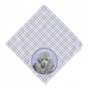 Poodle Painting Miniature Toy Silver Grey Dog Art Bandana