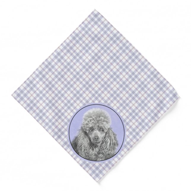 Poodle Painting Miniature Toy Silver Grey Dog Art Bandana (Front)