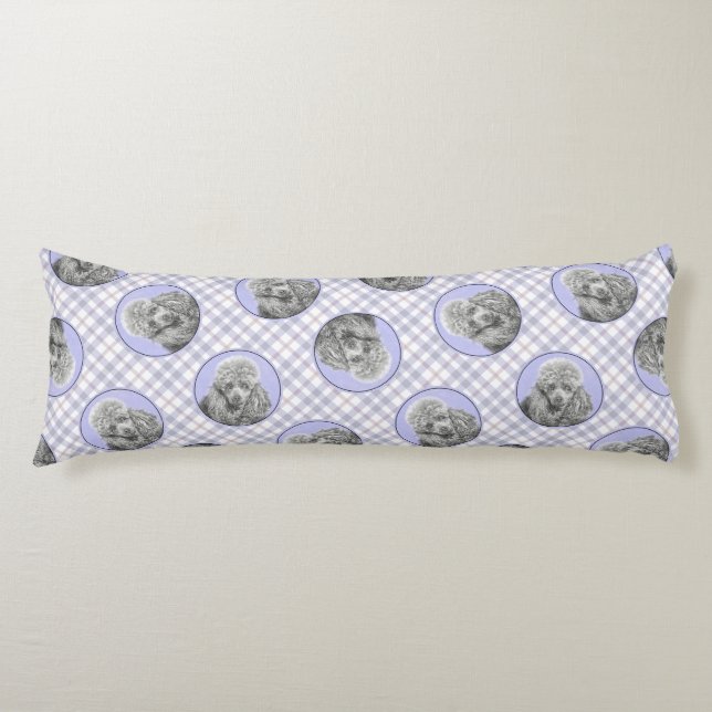Poodle Painting Miniature Toy Silver Grey Dog Art Body Pillow (Front)